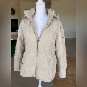 PLAYBOY Women's Hooded Puffer Jacket in Beige